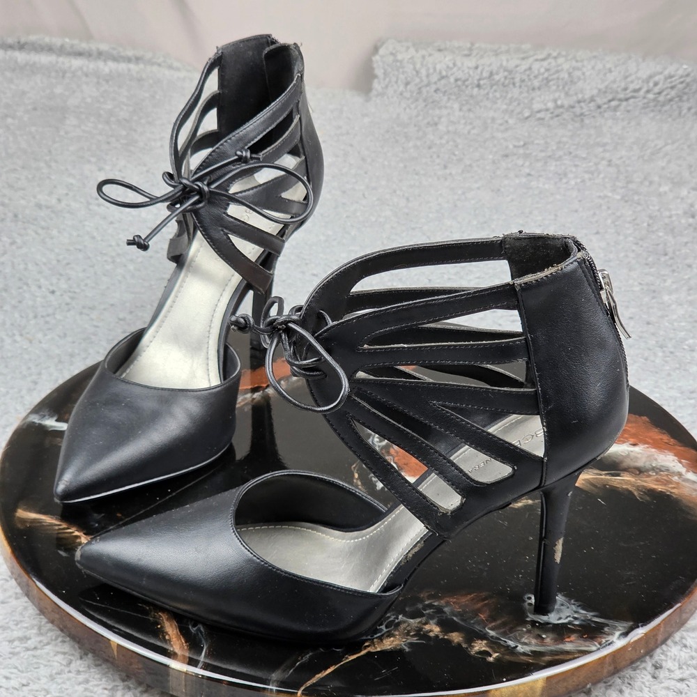 BCBGeneration Black Pointed Toe Heels Stiletto Cutout Tie‎ Back Women's Size 9M